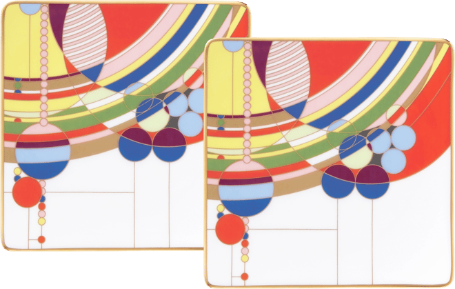 Frank Lloyd Wright March Balloons Square Plates, Set of 2