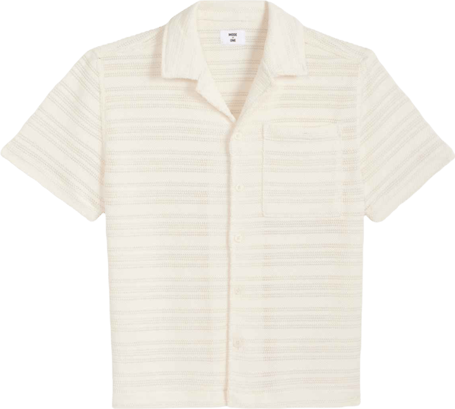 Men's Relaxed Fit Short Sleeve Knit Button-Front Camp-Collar Sweater, Macy's Exclusive