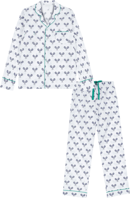 Men's Hepburn Gingham Navy Long Pj Set
