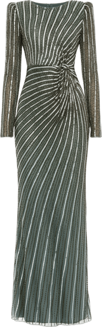 Women's Embellished Puff Sleeve Side Knot Gown