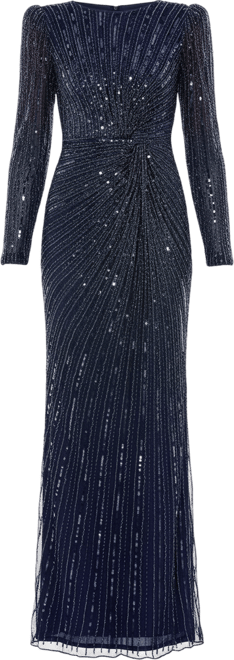 Women's Embellished Puff Sleeve Side Knot Gown