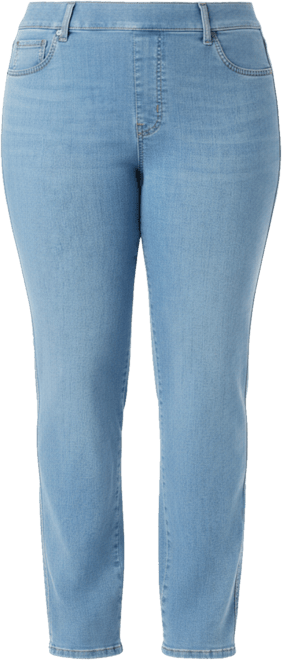 Plus Size Pull-On Straight-Leg Jeans