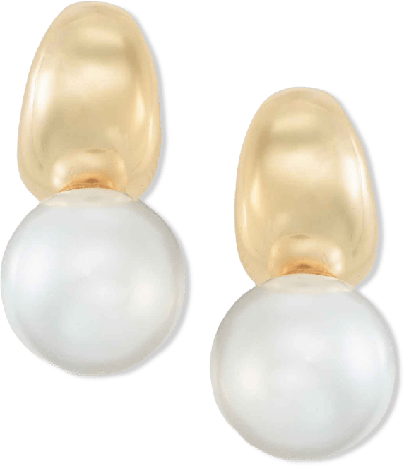 Imitation Pearl Charm Hoop Earrings, Macy's Exclusive