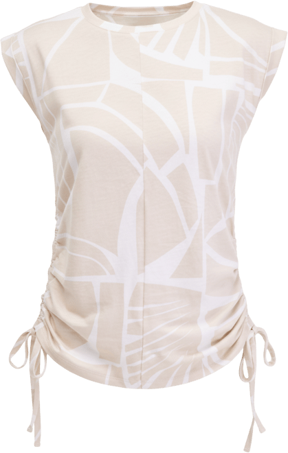 Women's Cap-Sleeve Drawstring-Hem Cotton T-Shirt