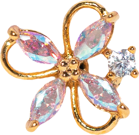 Crystal Gold Plated Gardenia Piercing Style Earrings