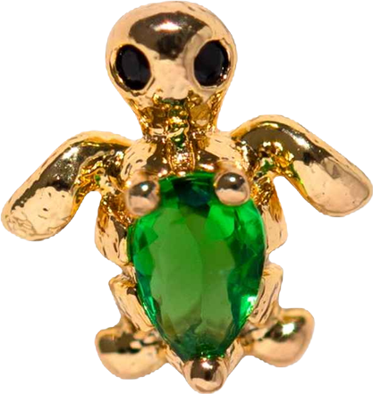 Gold Plated Tiny Turtle Crystal Piercing Style Earrings