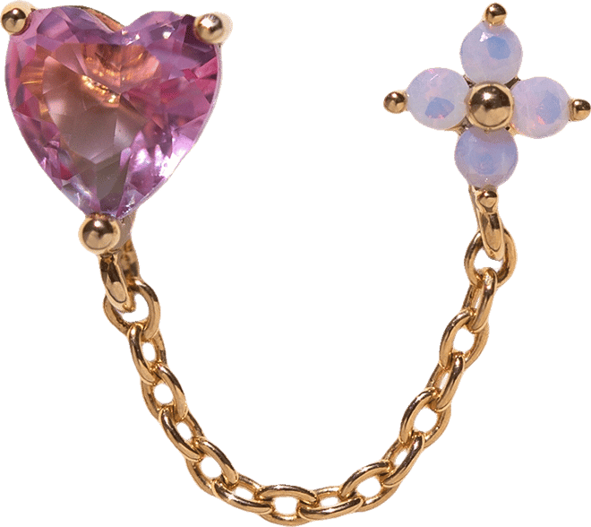 Gold Plated Love Blooms Double Crystal Piercing Style Earrings