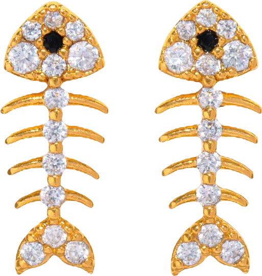 Crystal Bone To Pick Gold Plated Earrings