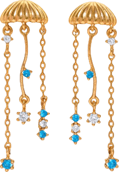Crystal Jellyfish Gold Plated Dangle Earrings