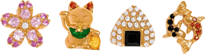 Crystal Tokyo Gold Plated Stud Set