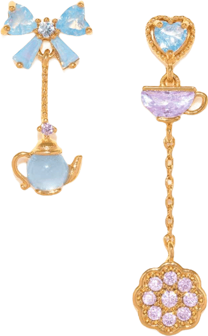 Crystal Gold Plated Disney Alice in Wonderland Dangle Earrings