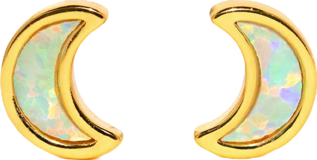 Crystal Mini Faux Opal Moon Studs
