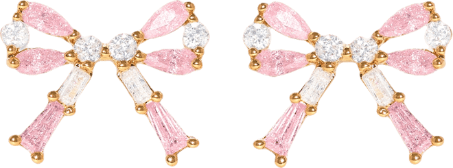 Crystal Gold Plated Chasse Bow Studs