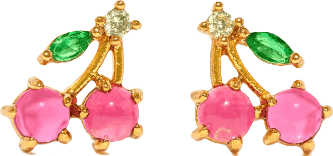 Crystal Gold Plated Cherry Studs