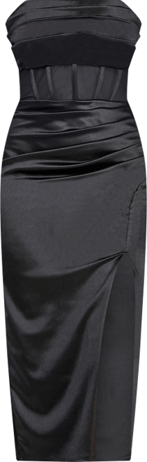 Junior's Corset Strapless Midi Dress