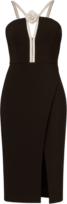 Women's Stretch Halter Neck Midi Dress