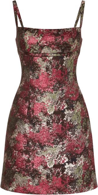 Women's Metallic Jacquard Square Neck Mini Dress