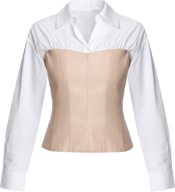 Women's Solid Poplin Y-Neck Long-Sleeve Shirt