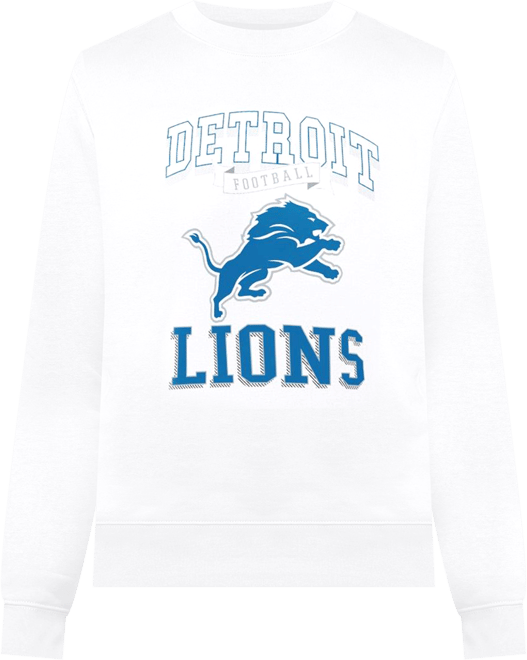 Women's White Detroit Lions Team Logo Graphic Tri-Blend Pullover Sweatshirt