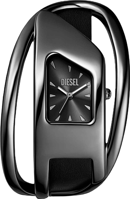 Women's Wrap-d Quartz Three-Hand Black Leather Watch, 44mm