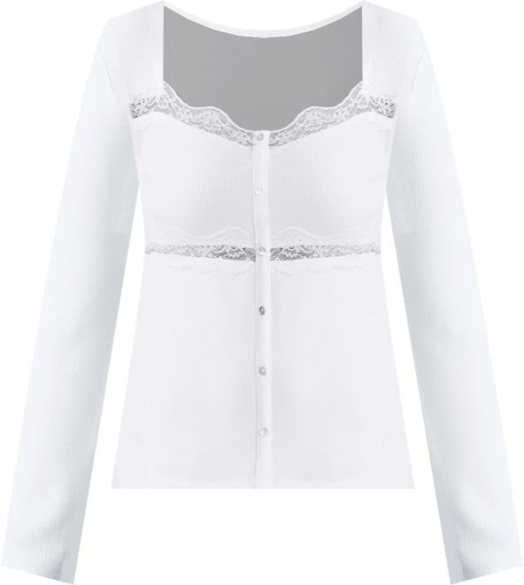 Women's Lace-Trim Ribbed-Knit Top, Macy's Exclusive