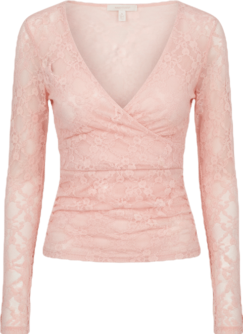 Juniors' Lace Long-Sleeve V-Neck Top