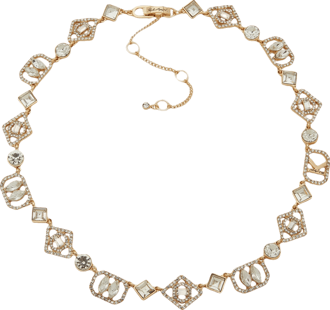 Glass Stone Mosaic Logo Collar Necklace