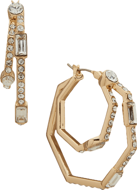 Glass Stone Pave Split Hoop Earrings