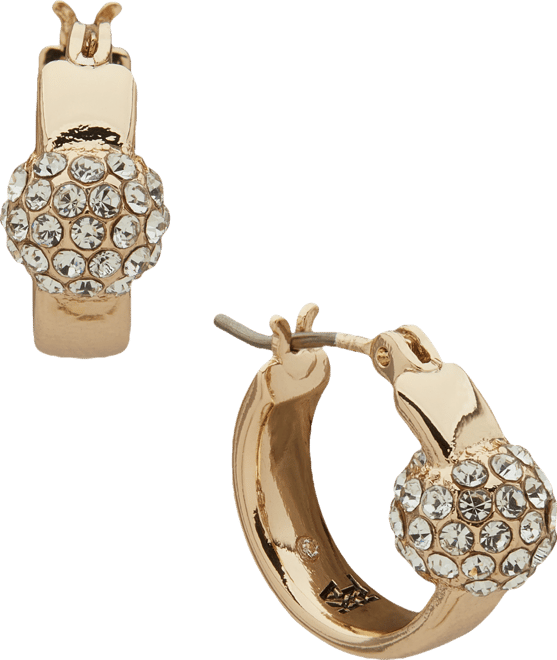 Glass Stone Fireball Hoop Earrings