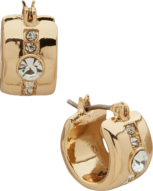 Glass Stone Pave Wide Hoop Earrings