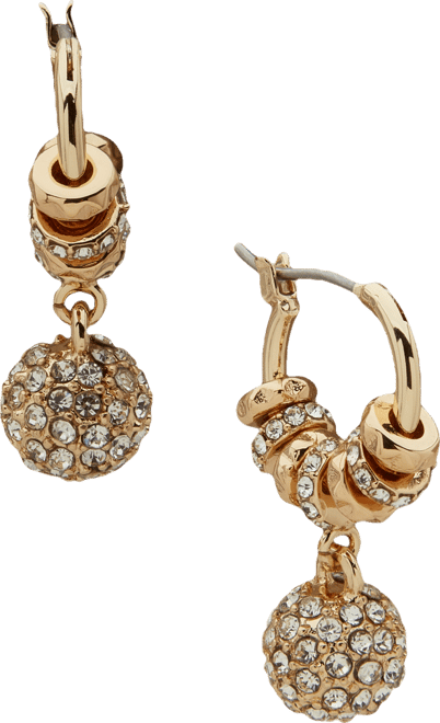 Glass Stone Rondelle Fireball Drop Hoop Earrings