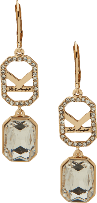 Glass Stone Double Drop Earrings