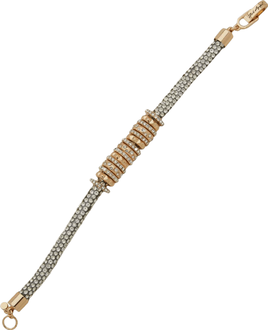 Glass Stone Pave Tube Chain Flex Bracelet