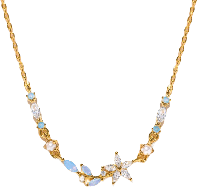 Crystal Blushing Gold Plated Blossom Necklace