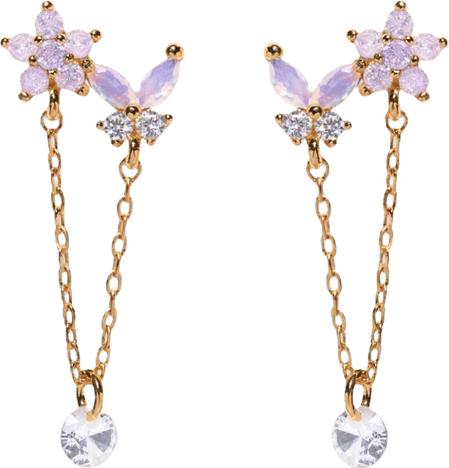 Crystal Gold Plated Butterfly Whispers Dangle Earrings