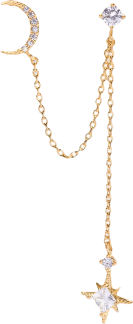 Crystal Stardust Gold Plated Double Earring