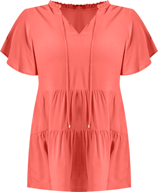 Women's Plus Size Lani Flutter Sleeve Tiered Top