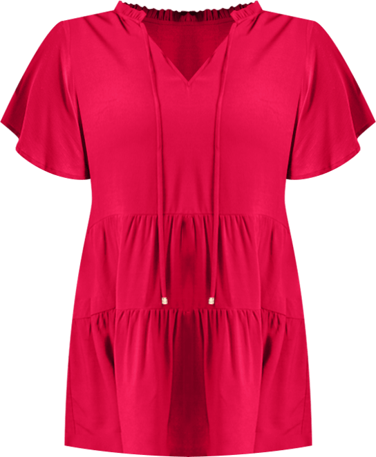 Women's Plus Size Lani Flutter Sleeve Tiered Top