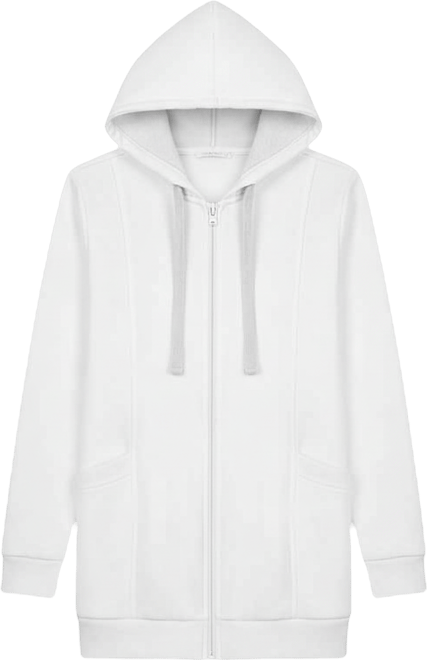 Plus Size Zip Front Tunic Hoodie Jacket