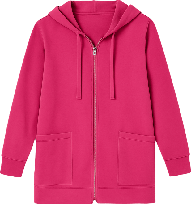 Plus Size Zip Front Tunic Hoodie Jacket