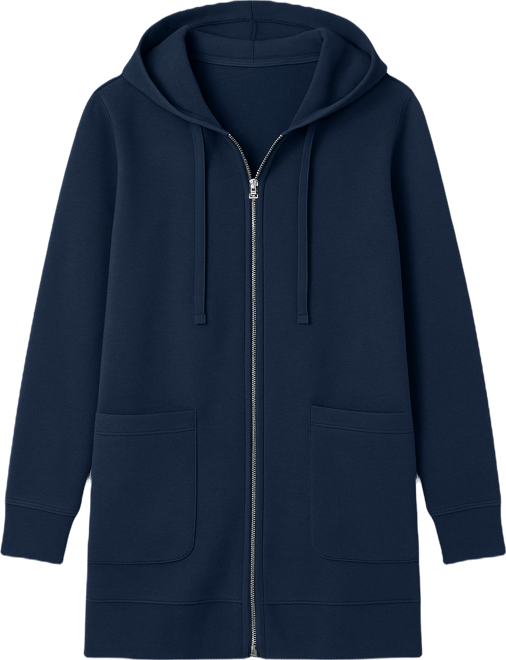 Plus Size Zip Front Tunic Hoodie Jacket