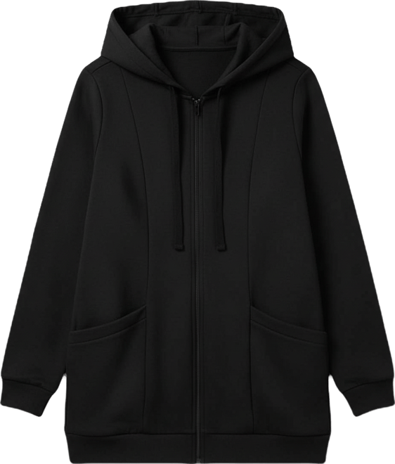 Plus Size Zip Front Tunic Hoodie Jacket