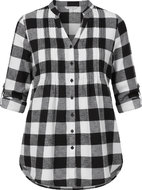 Women's Plus Size Pintucked Flannel Shirt