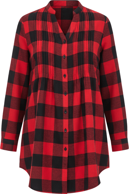 Women's Plus Size Pintucked Flannel Shirt