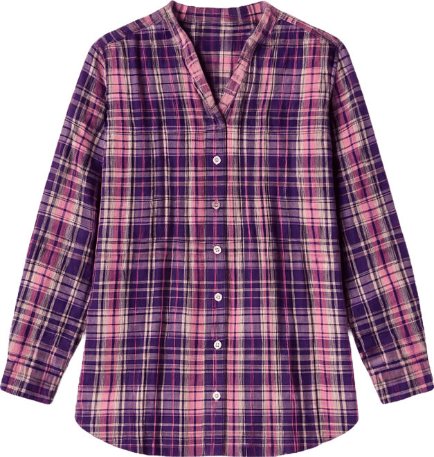 Women's Plus Size Pintucked Flannel Shirt