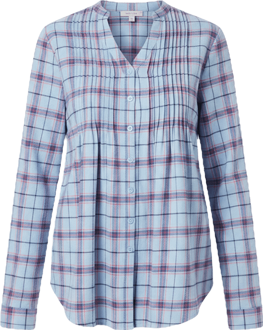 Women's Plus Size Pintucked Flannel Shirt