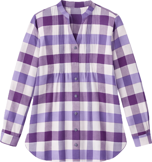 Women's Plus Size Pintucked Flannel Shirt