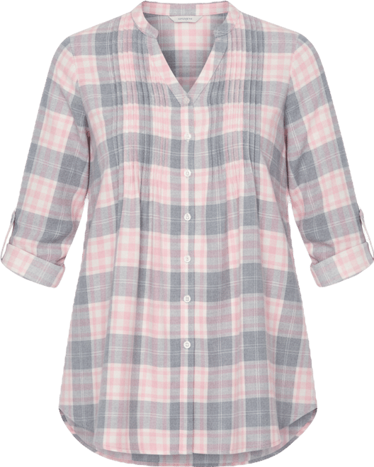 Women's Plus Size Pintucked Flannel Shirt