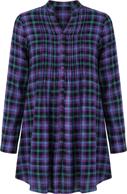 Women's Plus Size Pintucked Flannel Shirt