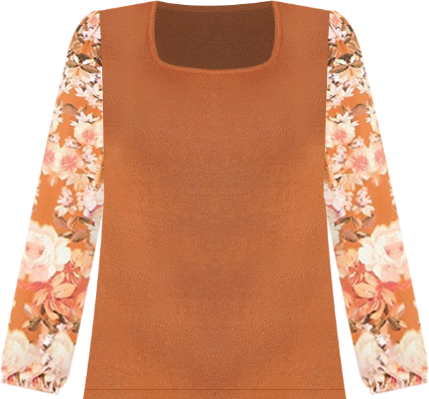 Women's May Contrast Floral Sleeve Sweater
